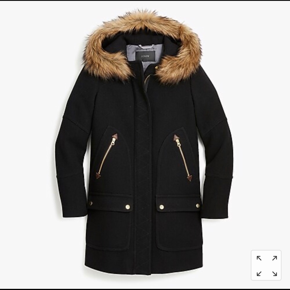 J Crew Chateau hooded parka size 2. Black
